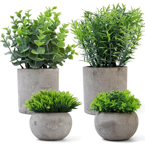 4 Pezzi Piante Finte da Interno, Pianta Finta da Interno, Piccole Piante Artificiali in Vaso, Pianta Finte Serpentine Succulente per Interni, Ufficio, Scrivania, Casa, Camera da Letto, Decorazione