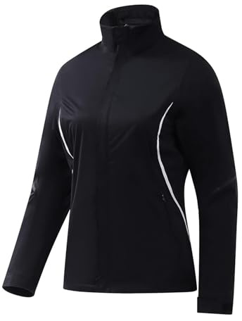 fit space Women's HydroLite Golf Jacket Waterproof 20K Rain Jacket Lightweight Stretch for Outdoor Activities, Black, M
