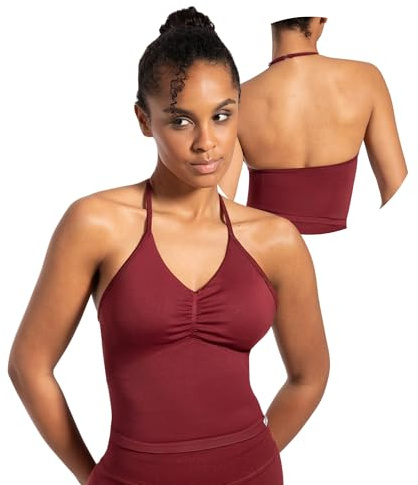 SMILODOX Crop Top Damen Malena, Cropped Neckholder Sporttop mit Ringdetails, Raffung & Rückenfrei, Tanktop nahtlos & figurbetont, ideal für Sport, Freizeit, Yoga & stylische Active Looks