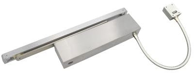 Kooples Hardware E-Mag Door Closer – Square Track Arm Electromagnetic Overhead Closer, EN1155 Fire Rated, Hold Open & Swing Free, Concealed Slide Rail (Silver)