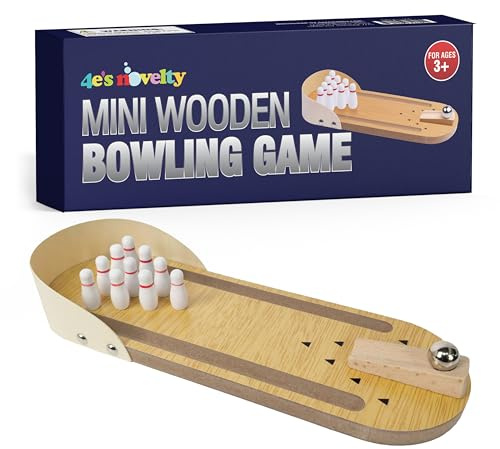 4E's Novelty Mini Bowling Game Set – 11,3 Zoll Desktopspiel für Erwachsene und Kinder, Tisch-Fingerballspiele mit Mini-Bowlingstiften, lustiges Tischspielzeug und Tischsocken für Teenager