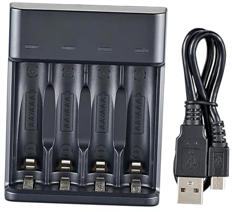 KiBcsLic USB-Akkuladung, intelligente USB-Ladung, tragbarer, wiederaufladbarer Akku mit 4 Steckplätzen, schnelle, robuste Konstruktion, hohe Stromstärke,