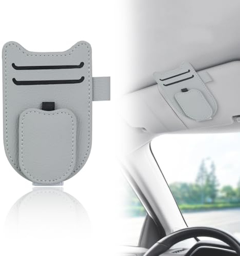 THQAE 1 Pcs porta occhiali auto, porta occhiali, porta occhiali da sole, Supporto per Occhiali da Sole Auto, Supporto per Occhiali da Sole Auto, in Pelle, per Auto, Multifunzione, Accessorio per Auto