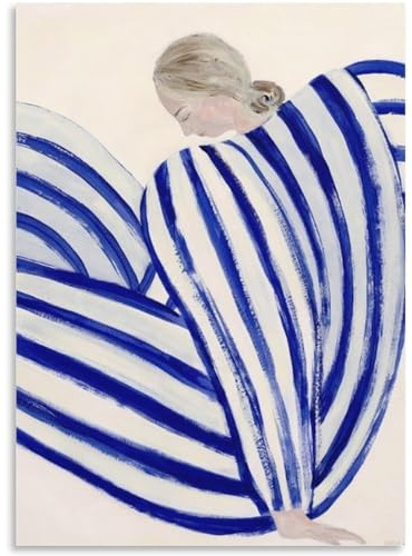 HKAHF AJWUQ Sofia Lind Wandkunst, Sofia Lind, Poster, Sofia Lind, blaue Streifen, modernes Gemälde für Zuhause, Wohnzimmer, Dekor, Bild, 50 x 70 x 1, ohne Rahmen