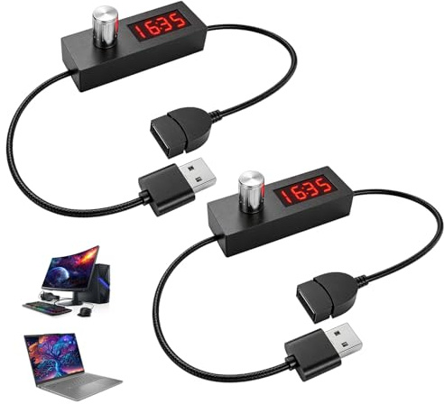 2 Stück USB 5V 2A Zeitschaltuhr Steckdose Kabel mit Countdown-Funktion, Einstellbares Auto-Off-Schalter, Energiesparende Elektrische Versorgung Einstellbarer Timer für Lüfter, Lampen & Wasserpumpen