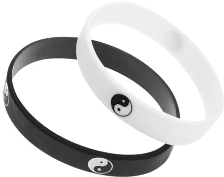 OUNONA Silikonarmbänder 2 Stück Pack mit Tai Chi Yin Yang Symbol für Paare und Erwachsene Alltagsschmuck 6.5X6.5Cm