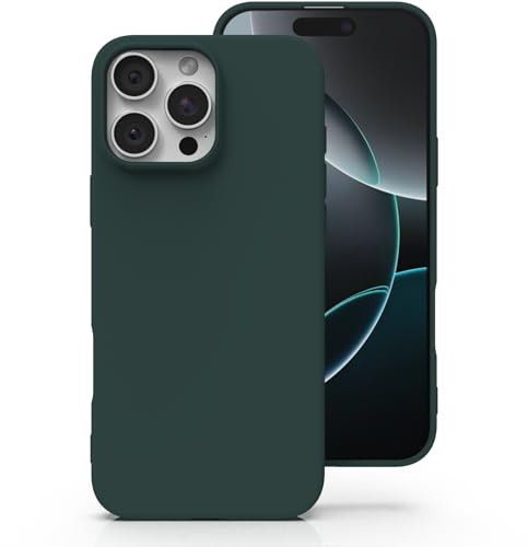 Zuvirelx Silicone Case for iPhone 16 Pro - Dark Green | Thin, Non-Slip, Soft Grip, Minimalist, Shockproof, Pocket-Friendly