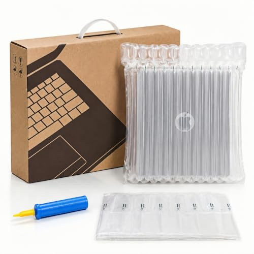 Laptop Shipping Box for 13 - 16 inch Notebook Netbook Mini PC, UN3481 Printed Eco-Friendly Packaging Mailing Box & 3 Inflatable Air Sac Bags & Pump, Shipping Postal
