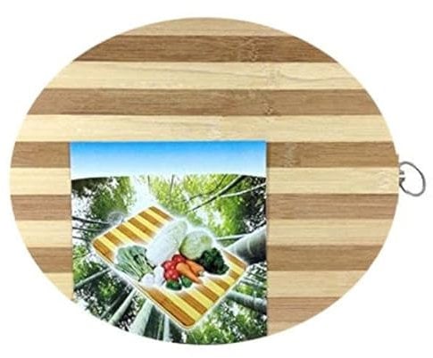 TrAdE shop Traesio Tagliere Tondo 28 CM Diametro in Bambu' Legno Bamboo Naturale AFFETTARE