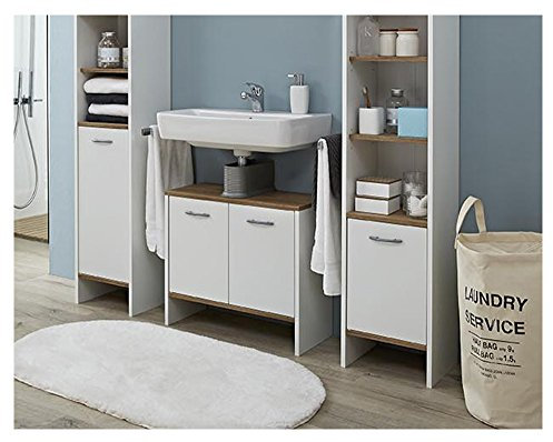 Pelipal Badmöbel SINA - WB-Unterschrank 62 cm stehend, 1-türig, weiß Perl/Riviera Eiche