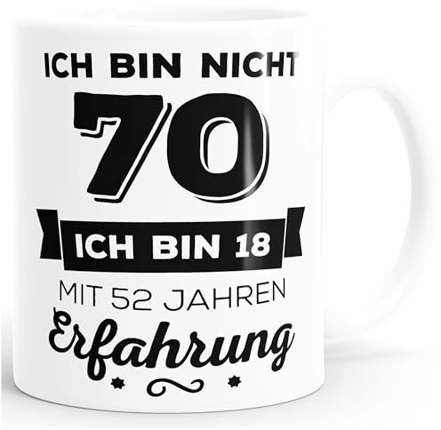 MoonWorks Kaffee-Tasse Geschenk-Tasse Ich bin nicht (style_variation) sondern ich bin 18 mit ((style_variation)_jahre_erfahrung) Jahren Erfahrung Geschenk Geburtstag Weiss unisize