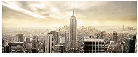Bilderwelten Top Städte Glasbilder Wandbild Foto Kunstdruck 30 x 80 cm, Manhattan Dawn
