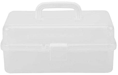 Xinrub caja herramientas caja de almacenamiento de plástico transparente Caja plegable de tres capas del organizador de herramientas con mango(Transparente)