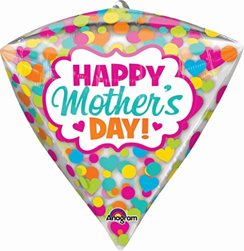 Amscan 3486801 - Diamondz Folienballon Happy Mother`s Day, Größe circa 38 x 43 cm, Volumen 28 Liter, Heliumballon