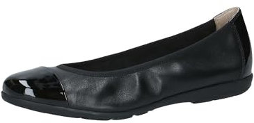 CAPRICE Damen Ballerinas aus Leder mit Lack, Schwarz (Black Comb), 42 EU