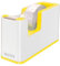 LEITZ WOW Dispenser per nastro adesivo Dual Color, Base Appesantita, Nastro adesivo da 10 mt incluso, Bianco/Giallo, 53641016