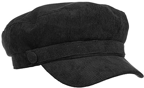 Lipodo Feincord Elbsegler Damen/Herren - Hafenmütze in Cord-Optik - Schwarze Ballonmütze mit Stretchband - Herbst/Winter schwarz S (55-56 cm)