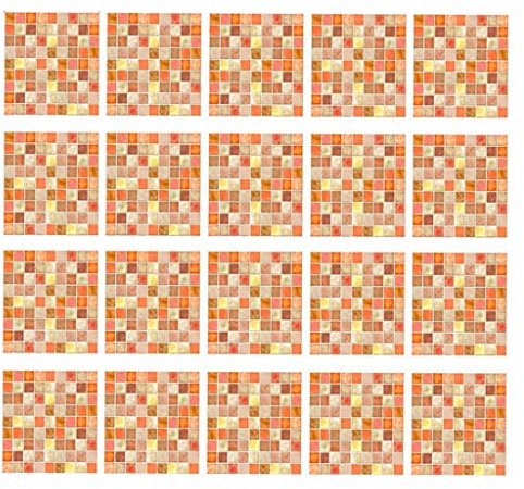 Tubayia 20 Stück Wasserdicht Fliesenaufkleber 20x20cm Selbstklebend Fliesenfolie Fliesensticker für Küche und Bad (Orange)