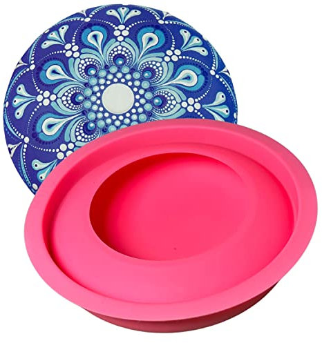 Steinform zum Herstellen von Steinen für Kunst – Design #4 Pink – Happy Dotting Company – runde Form – glatter Guss mit eingebautem Mittelpunkt für Mandala und Steinpunktkunst – ideal für Kindness Y