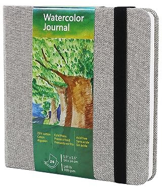 Tumuarta - Diario acquerello, 63.5 kg, 300 g/mq, carta di cotone, stampa a freddo, 5.5 x 14 cm, microperforato, carta acquerellabile per l'uso come quaderno da viaggio e blocchi per supporti misti