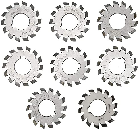 8-teiliger Zahnradschneider, M1.5 20 ° Evolventenräder Fräser 5mm 6mm Hochgeschwindigkeits Stahlzahnradschneidwerkzeug