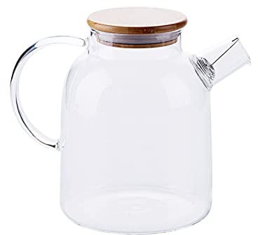 Théière en verre transparent Bouilloire en vrac à thé en verre à haute teneur en Borosilicate 1800ml/63oz