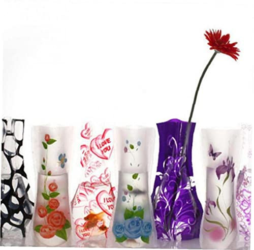 Ayrsjcl 3-teilige Faltbare Vase PVC Kunststoff Vase Hochzeit Büro Dekoration Zufällig Grün Einfarbig Rechteckig