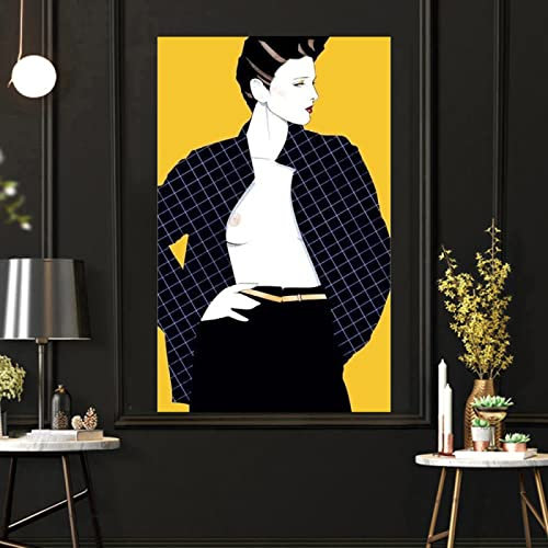 Hnyjyfa Patrick Nagel Frau Malerei Mode Cool Girl Pop Art Poster Vintage Illustration Wandkunstdrucke Sexy Elegante Modernes Zimmer Schlafzimmer Dekor 0125232