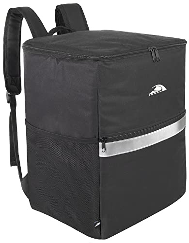 Isolierter Lebensmittellieferrucksack mit Getränkebecherhaltern, Tasche, Reflektoren für Lebensmittel, DoorDash, Uber Eats, GrubHub, Schwarz, Rucksack
