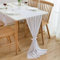 CHUQING Tischläufer Chiffon,in Weiß (70 cm x 5 m), Dekoratives Tischband aus Stoff, Tischdeko für Geburtstage,Hochzeit,Kommunion