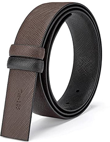 Vatee's Reversible Echtes Leder Gürtel ohne Schnalle Für Männer/Frauen Ersatz Gürtel Strap 38mm/34mm/29mm Breit, 264: braun/schwarz, Length 115cm Wide 29mm