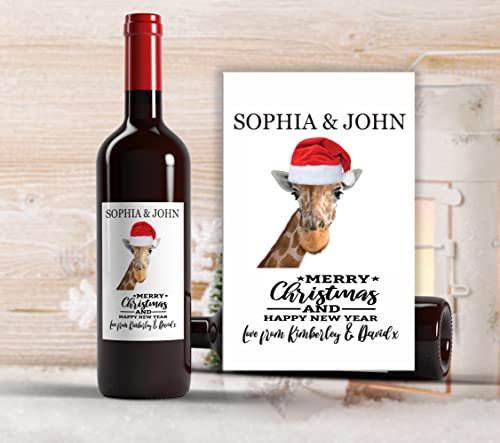Personalised Wine Labels for Bottles for Christmas Gifts Novelty Presents Your Name Funny Giraffee