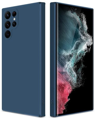 GiiYoon Coque pour Samsung Galaxy S22 Ultra 5G Case en Silicone, Étui de Protection Antichoc Housse Case Ultra-Mince avec Couche Intérieure en Fibre et Protection pour Caméra, Bleu