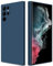 GiiYoon Case Compatible with Samsung Galaxy S22 Ultra 5G, Silky-Soft Touch Full-Body Protective Phone Silicone Case, Shockproof Cover with Microfiber Lining, Blue