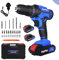 Qimu 21V Cordless Power Drill, Handheld Screwdriver Drill Set with 25+1 Torque Setting, 1.5AH Li-ion Battery&Fast Charger, 2-Gear Combi Hammer Safety Lock 3/8'' Chuck Driver Kit Carrying Case