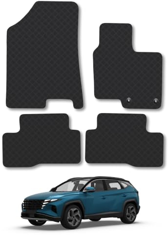 Fits Hyundai Tucson (2021+) [Hybrid] 3mm Rubber Car Mats | Tailored Fit Durable Floor Mats Full Coverage Protection Waterproof Accessories Easy Clean Anti Slip Made in the UK
