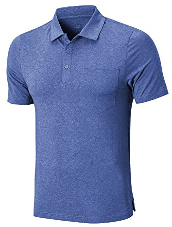 MEETWEE Polo Shirt Men's Golf Short Sleeve T-Shirt Men Tennis Basic Short Sleeved Sports Outdoor Breathable with Chest Pocket Buttons Summer Blue