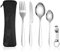 Vicloon Cubiertos para Llevar, 6PCS Cubiertos Camping de Acero Inoxidable, Juego de Trabajo Cubiertos para Exteriores Viajes Camping,Juego de Cubiertos de Acero inoxidable verde-Luz