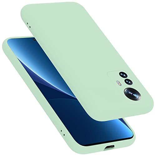 Cadorabo Hülle kompatibel mit Xiaomi 12 PRO Hülle Silikon Handyhülle für 12 PRO Case aus flüssigem Silikon- Kratzfeste und stoßfeste dünne TPU Schutzhülle - Liquid HELL GRÜN