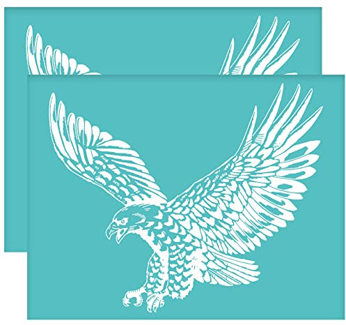 OLYCRAFT 2 Stück Selbstklebende Siebdruck Schablone Adler Muster Mesh Transfer Schablone Tiermotiv Siebdruck Schablone Zum Malen Auf Holz DIY T Shirt Stoff - 28x22 cm