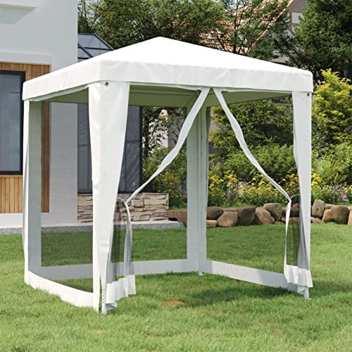 Keketa Homgoday Partyzelt mit 4 Netz-Seitenwänden 2 x 2 m Weiß Rasen, Garten Model48520
