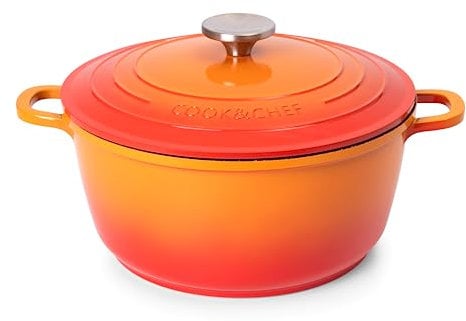 Casserole Dishes with Lid Oven Proof – Non Stick Deep Dutch Oven – Induction Cooking Pot – Oven Safe Aluminium Stockpot – 4L, 24cm, Orange – by Nuovva