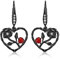 Schwarze Rosen-Ohrringe Sterlingsilber Rosen-Herz-Ohrhänger Rose Retro-Gotik-Schmuck Geschenke für Frauen und Mädchen
