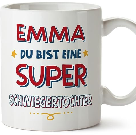 Mugffins Tassen Personalisieren mit Spruch für SCHWIEGERTOCHTER - Auf Deutsch - Du Bist Super - 11 oz / 330 ml - Individuell Anpassbar Geschenk