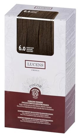LUCENS Coloración permanente rubio oscuro 6.0 – Tinte de pelo con alto porcentaje de ingredientes naturales – sin amoniaco, sin fragancias, color brillante y duradero