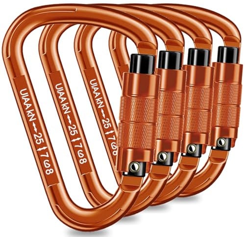 Auto Locking Carabiner 25kN UIAA Certified – Heavy Duty Climbing Carabiner for Rappelling, Hammock, Rescue, Swing, Dog Leash, Safety Gear, Outdoor Equipment