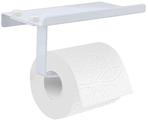 Toilet Paper Holder with Phone Shelf Brushed Nickel, Bathroom Accessories Sus 304 Stainless Steel Tissue Roll Dispenser Storage Wall Mounted Towel Rack Mobile Phone Holder