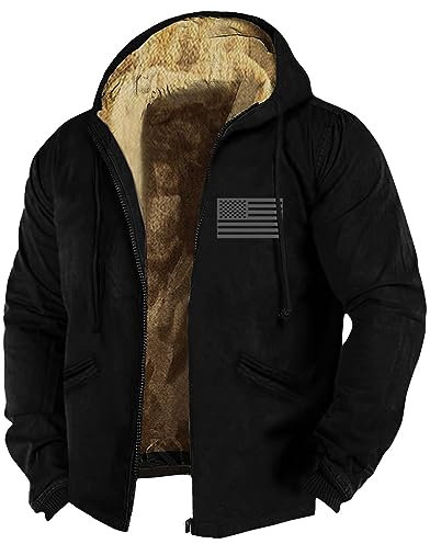 KONG JIMFAN Sweatjacke Herren Motorradjacke Herren Leder Herren Steppjacke Übergangsjacke Winterjacke Designer Jacke Strickmantel Hemdenbügel Fleecejacke Herren Fleece Winterjacke Herren(Black,XXL)