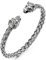 COOLSTEELANDBEYOND Herren Wolfskopf Armband Edelstahl Geflochtene Stahlkabel Armreif Manschetten Armband Alte Silberne Farbe, Verstellbare