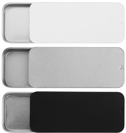 Bremorou Metal Tin Box, 3Pcs Small Tin Containers Mini Tin Box Metal Slide Top Tin Containers Small Tin Box Metal Tins With Lids For Wedding Jewelry Lip Balm Container Cosmetic Organizer(3 Colors)